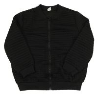 Černá žebrovaná propínací mikina Shein