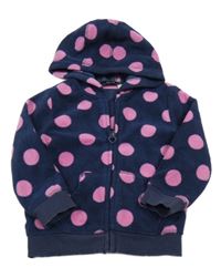 Tmavomodro-fialová puntíkatá fleecová propínací mikina s kapucí George
