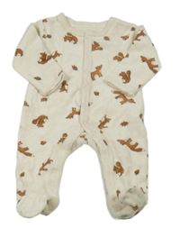 Smetanový sametový overal se zvířátky 