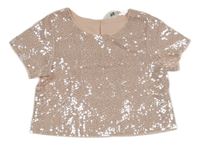 Světlerůžové crop tričko s flitry H&M