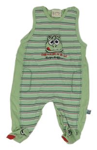 Zelené pruhované dupačky s příšerkou 