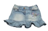 Světlemodrá riflová sukně s květy C&A