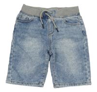 Světlemodré teplákové riflové kraťasy s úpletovým pasem Denim Co.