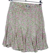 Dámská khaki-růžová květovaná žoržetová sukně Amisu 
