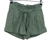 Dámské khaki semišové kraťasy s páskem Miss Selfridge 