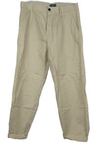 Pánské béžové plátěné relaxed fit lněné kalhoty H&M