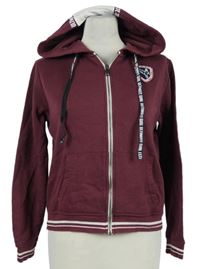 Dámská vínovo-bílá propínací mikina s kapucí Don´t call me Jennyfer 