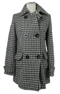 Dámský černo-šedý vzorovaný vlněný kabát Orsay 