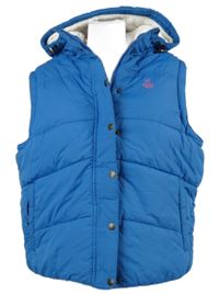 Dámská modrá šusťáková zateplená vesta s kapucí Lazy Jacks 