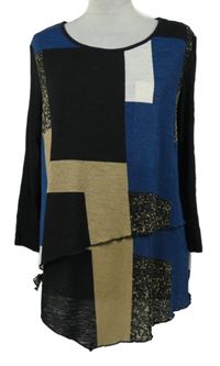 Dámská černo-béžovo-modrá vzorovaná úpletová tunika Roman 