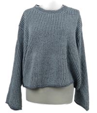 Dámský světlemodrý melírovaný svetr s rozšířenými rukávy H&M