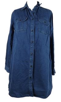 Dámské tmavomodré riflové košilové šaty C&A