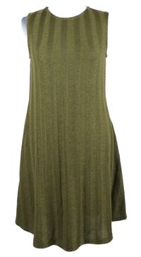 Dámské hnědo-béžové pruhované svetrové šaty Primark 