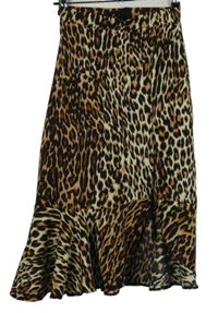 Dámská černo-skořicová vzorovaní midi sukně 