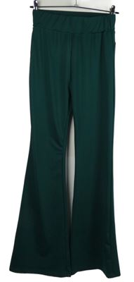 Dámské tmavozelené zvonové teplákové kalhoty Shein