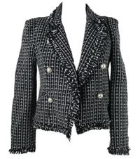 Dámský černo-bílý vzorovaný pletený cardigán s gombíky 