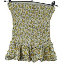 Nové - Dámský smetanový kytičkovaný žabičkový top s volánky Bershka 