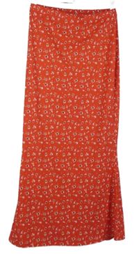 Dámská červená kytičkovaná midi sukně Asos 