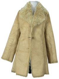 Dámský béžový semišový kabát s kožíškem Wallis 