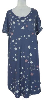 Dámská tmavomodrá hvězdičkovaná noční košile Peacocks 