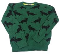 Zelený melírovaný svetr s dinosaury zn. H&M