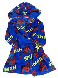 Modrý chlupatý župan se Spidermanem a kapucí M&S