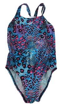 Modro-černo-neonově růžové plavky s logem Speedo