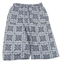 Světlemodré culottes kalhoty s listy Tu