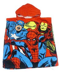 Červené froté osuškové pončo s Avengers a kapucí Marvel