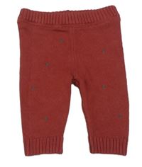Rezavé pletené kalhoty s puntíky zn. M&S