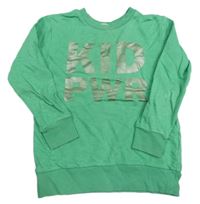 Zelená melírovaná mikina s nápisem H&M
