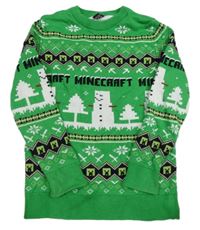 Zelený vzorovaný svetr s Minecraft 