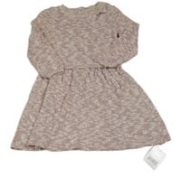 Nové- Růžovo-bílé melírované pletené šaty s mašlí Mothercare