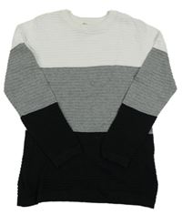 Bílo-šedo-černý žebrovaný svetr Next