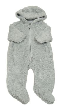 Světlešedá chlupatá kombinéza s kapucí Next