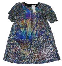Nové - Barevné metalické puntíkaté šaty F&F