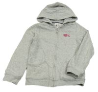 Světlešedá propínací mikina se srdíčkem a kapucí C&A