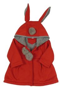 Červený zateplený teplákový kabátek s kapucí 