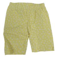 Žluté elastické kraťasy s kytkami Topolino