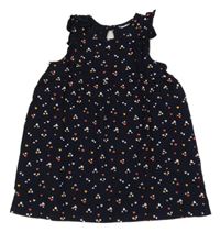 Tmavomodré bavlněné šaty se srdíčky 