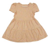 Oranžové puntíkaté bavlněné šaty se srdíčky Name it