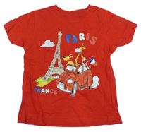 Červené tričko s Eiffelovou věží 