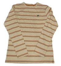 Béžovo-oranžovo-černé pruhované triko s medvědem Dunnes Stores