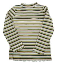 Bílo-zeleno-barevné žebrované triko Topolino