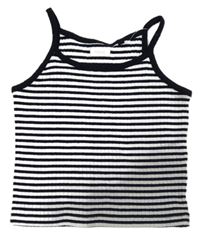 Tmavomodro-bílý pruhovaný žebrovaný crop top Next