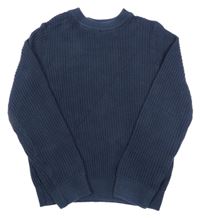 Tmavomodrý žebrovaný svetr Primark