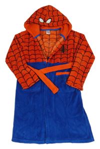 Modro-červený chlupatý župan se Spidermanem a kapucí Marvel