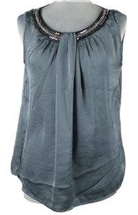 Dámská šedá nařasená halenka s kamínky Sahara