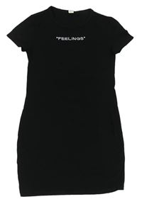 Černé bavlněné šaty s nápisem Shein