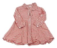 Červeno-bílé pruhované košilové šaty H&M